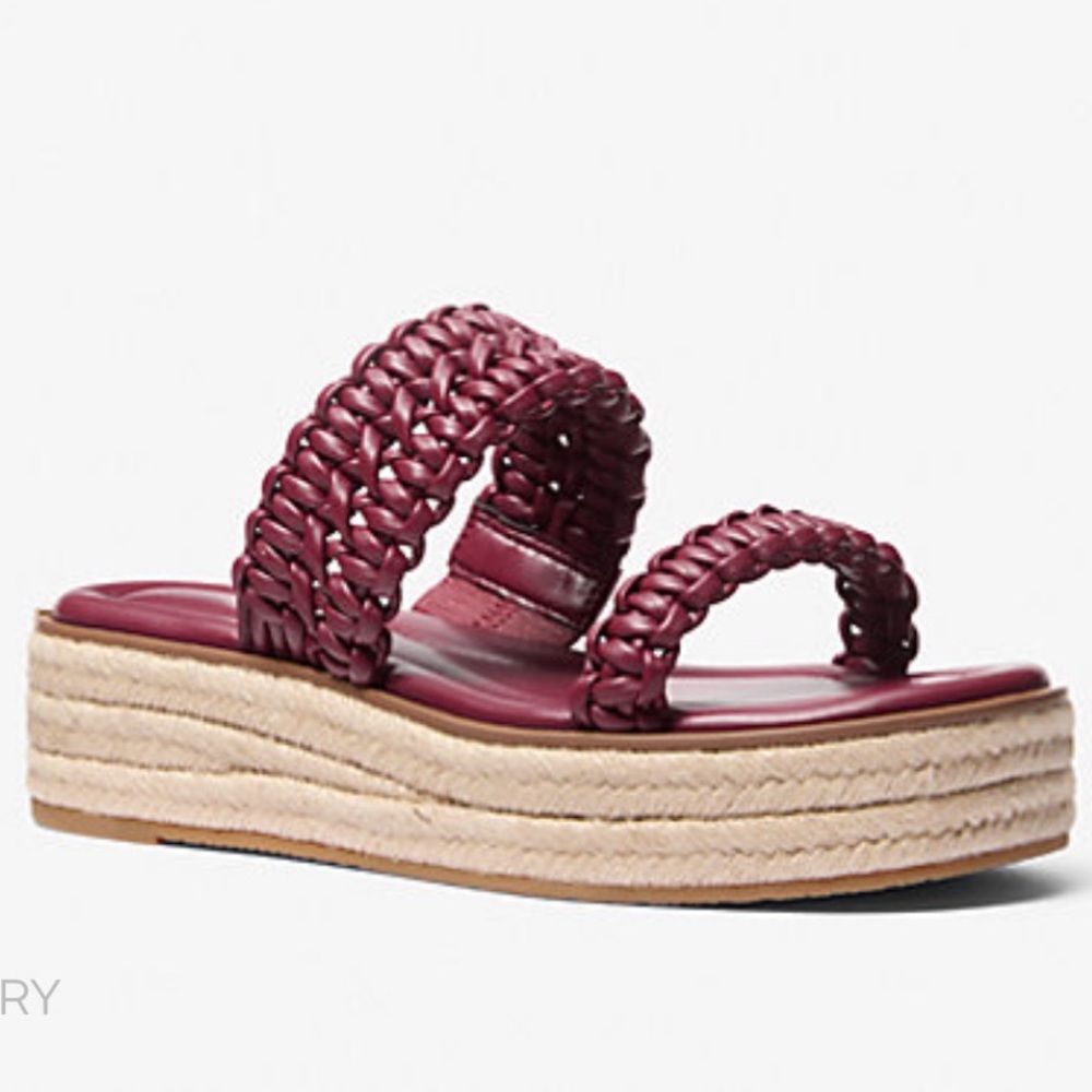 Michael Kors Audrina Braided Slide Sandal -mulberry -size 8 & 1/2